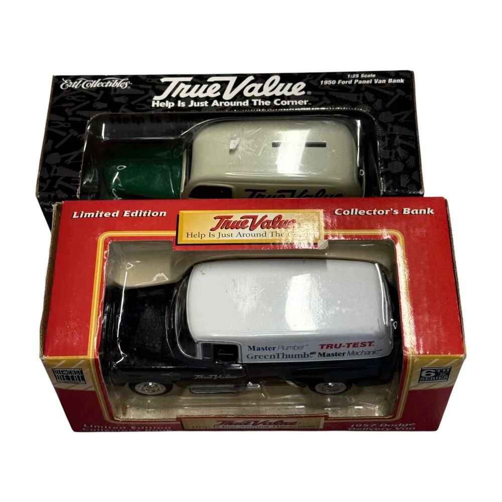 True Value Ertl 1950 Ford Panel Van Dodge 1957 Delivery Van Die-Cast Bank Lot - Picture 6 of 7